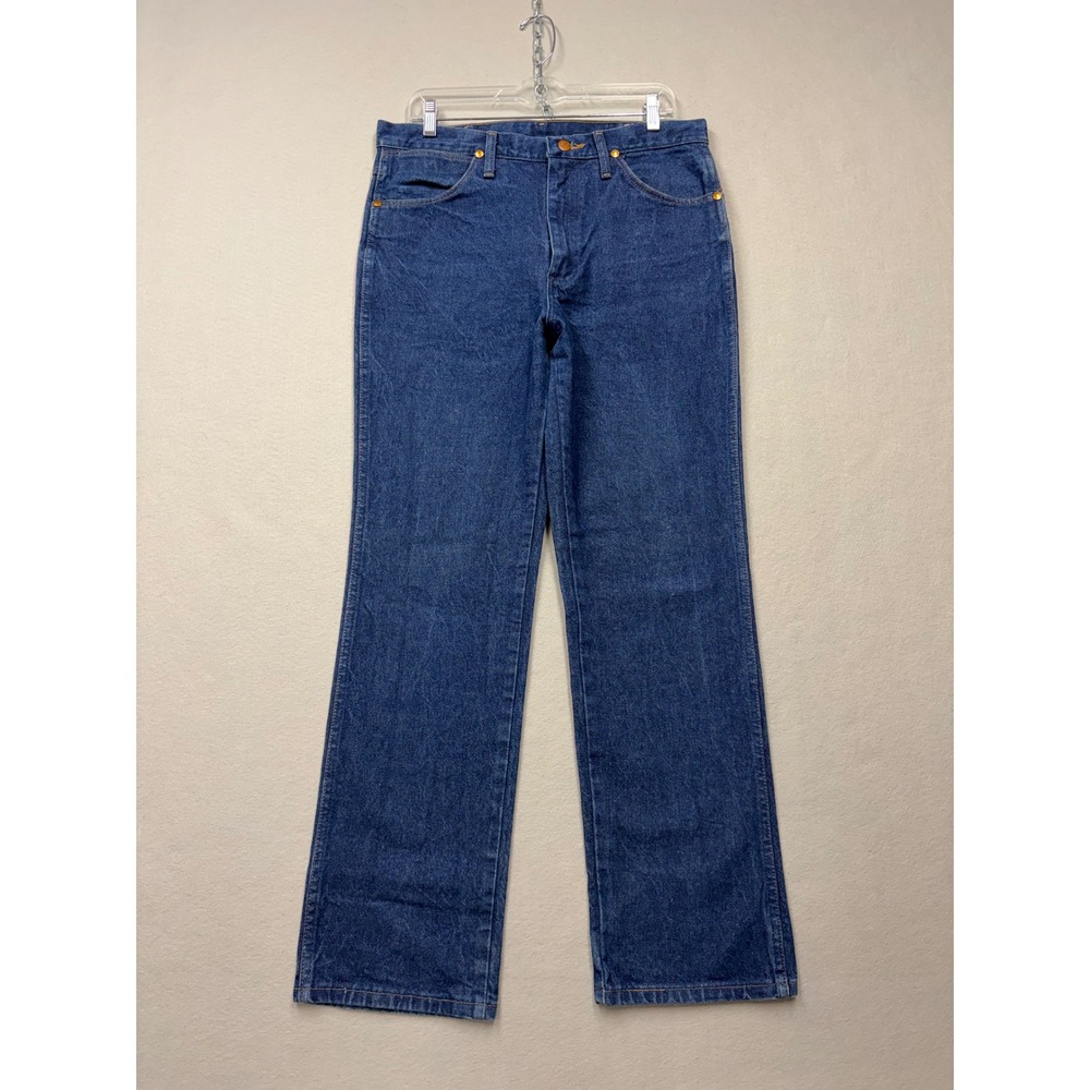 Wrangler Jeans Mens 34x31 Blue 936DEN Cowboy Cut Slim Fit Rigid Denim